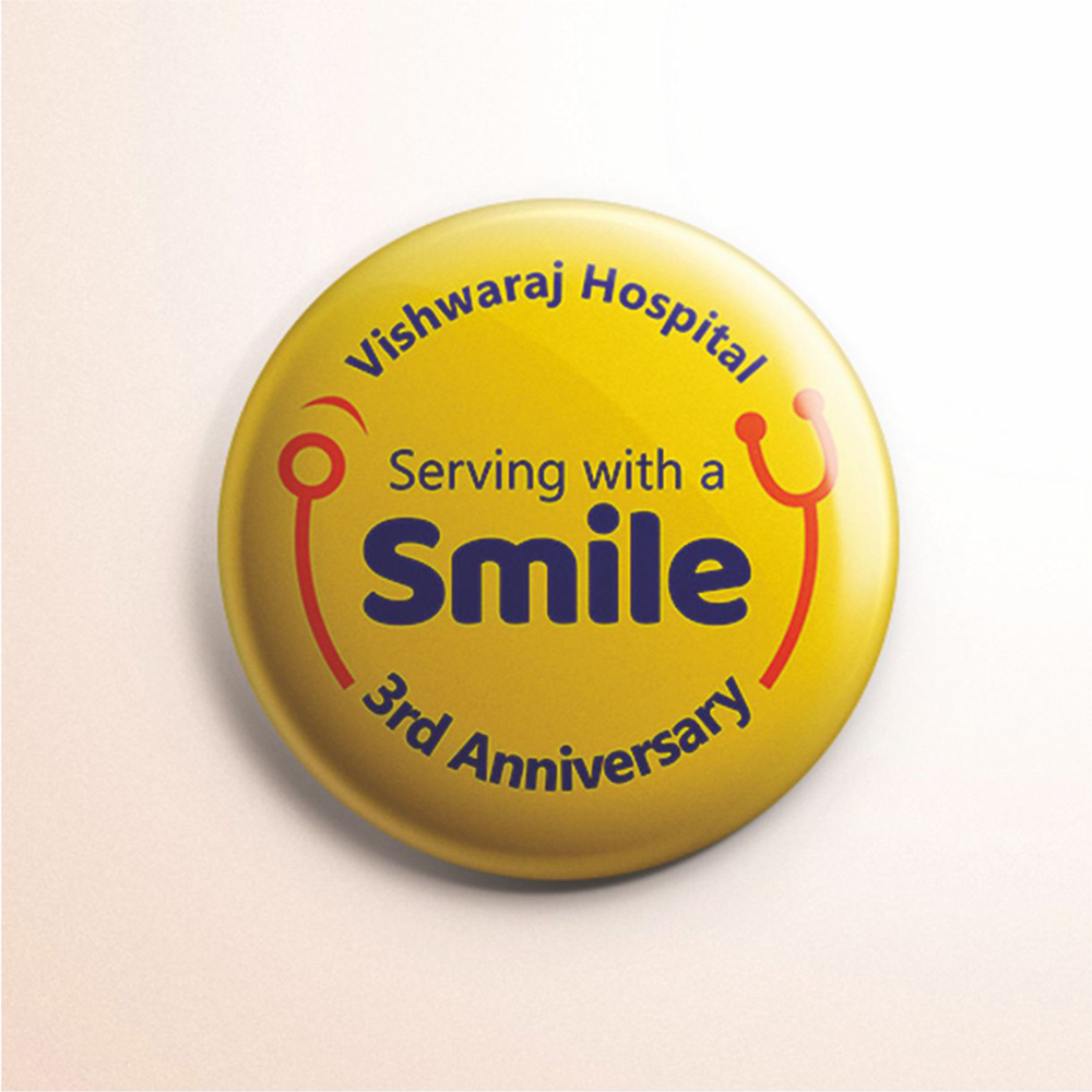 Vishwaraj Hospital smiley badge for 3rd anniversary