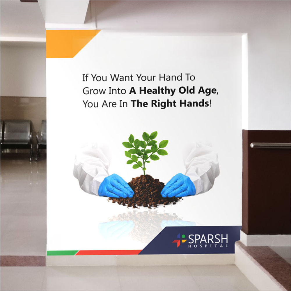 Sparsh Hospital the right hands wall design