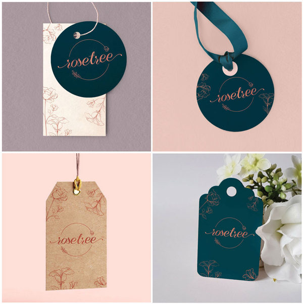 Rosetree Label cards design