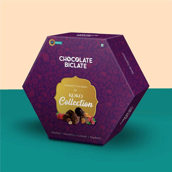 Chocolate Bicalate hexagon packaging