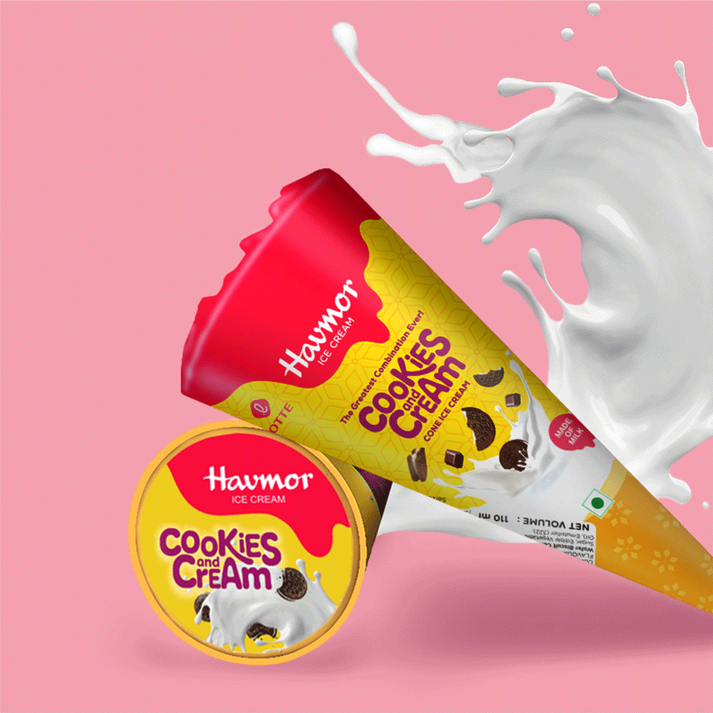 Havmor Cookie Cream cornetto packaging design